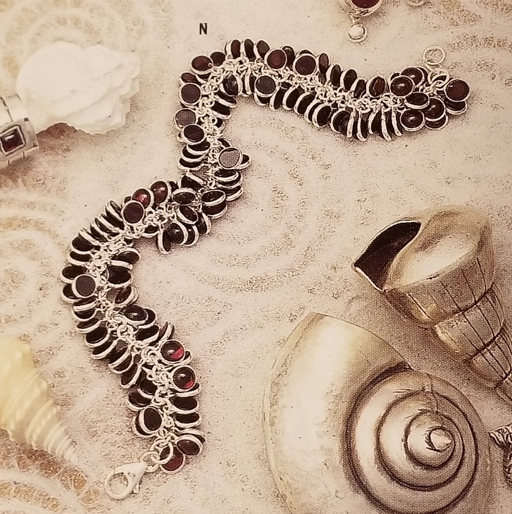 Rare Silpada Sterling Silver Garnet Cha Cha Bracelet - Picture 7 of 14